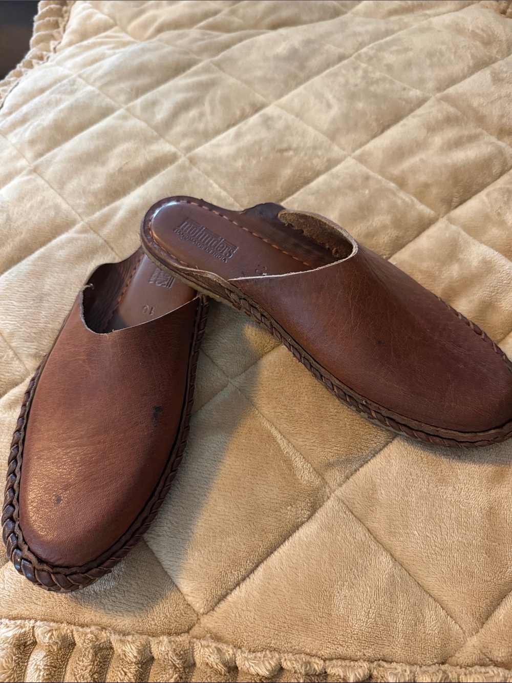 Mohinders Handmade  Brown Leather Slip-On Mule Loafers